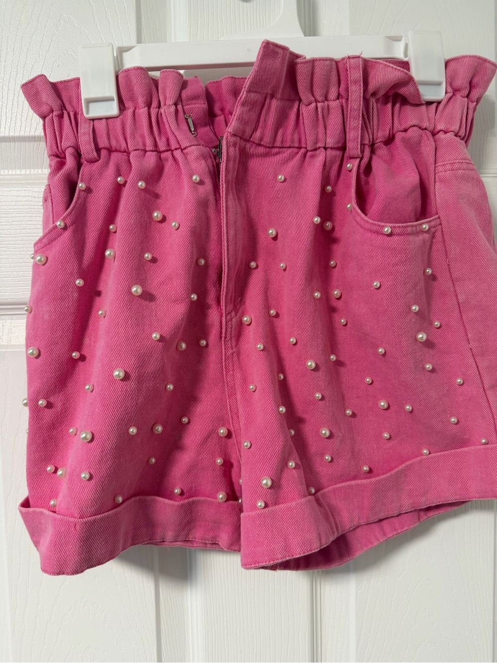 Women’s  Pink Pearl-Embellished Shorts